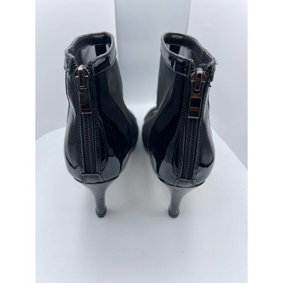 Vero Cuoio Made in Italy Black Patent Leather Peep-toe Heeled Booties Size 39 - Picture 6 of 6